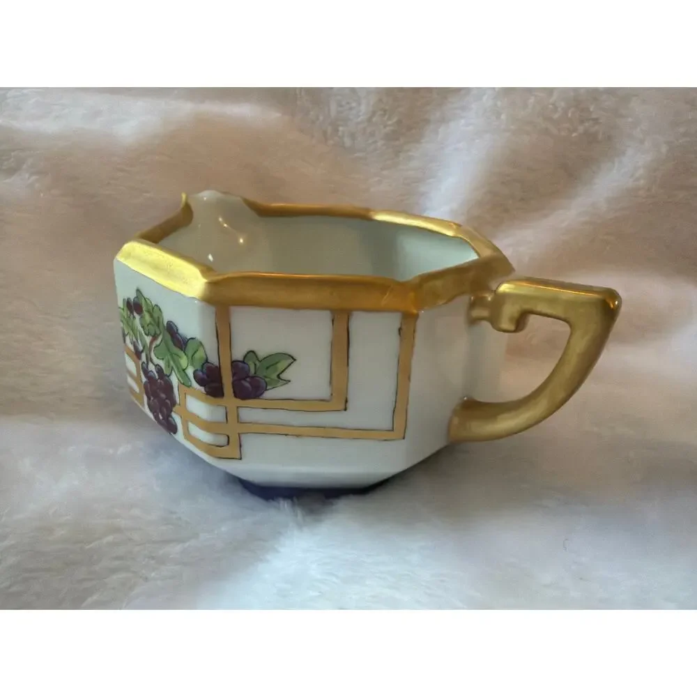 Antique Union Limoges Hand Painted Grape Creamer Eleanor McC Taetz Gold Trim